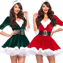 Theme CostumeWomen Christmas Suit Costumes Adults Lady Slim Fit Hooded Sexy Veet Female Santa Claus Cosplay Xmas Party Fancy Dress