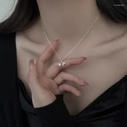 Chains VENTFILLE 925 Sterling Silver Tail Pearl Zircon Necklace For Women Girl Sweet Ins Engagement Jewelry Gift Drop