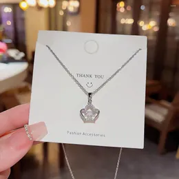 Anhänger Halsketten 3D Lucky Little Zirkon Krone Liebe Herz Muttertag Geschenk Halskette Frau Mädchen Hochzeit Segen Schmuck