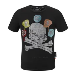 ФУТБОЛКА PLEIN BEAR Мужские дизайнерские футболки Брендовая одежда Rhinestone PP Skulls Мужская футболка с круглым вырезом SS SKULL Футболка в стиле хип-хоп Футболки 16669