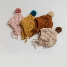 Berretti Cappelli Bambino Bambino Carino Cappello lavorato a maglia Ragazze Bambini Pompon Berretto paraorecchie tutto-fiammifero Caldo morbido unisex Solido Berretto Ragazzi Moda Berretto con visiera 231017