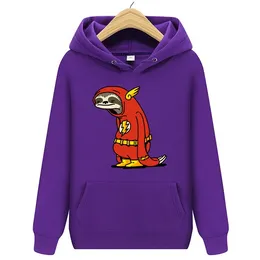 Mens Hoodies 스웨트 셔츠 Flash Super Hero Red Sloth Hooded Pullover Tops Youth Sportwear 남자/여자 Winter Windproof Jacket