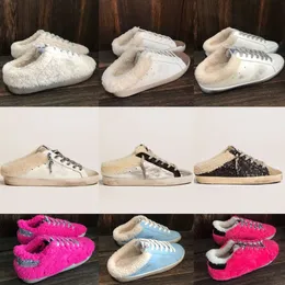 10A İtalya Altın Tasarımcı Sneaker Süper Yıldız Sabot Kadınlar Kürk Terlik Sıras Sequin Klasik Beyaz Yapmak Kirli Yıldız Sabahları Avustralya Wint