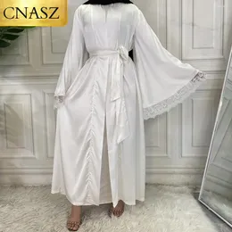 Roupas étnicas Abaya para Mulheres Última Moda Renda Floral Dubai Médio Oriente Islâmico Robe Femme Hiver TurkeyWomen Kimono