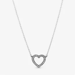 925 Sterling Silver Sparkling Open Heart Necklace Fashion Wedding Engagement Jewelry Making for Women gifts214q