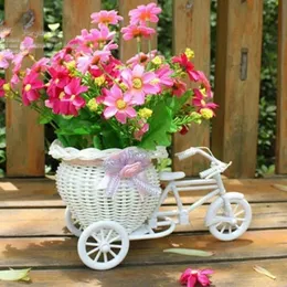 Arts and Crafts New Bicycle Decorative Flower Basket Newest Plastic White Tricycle Bike Design Flower Basket Storage Party Decoration Pots 231017