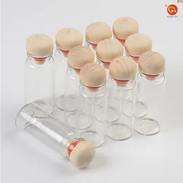 Transparent Glass Jars with Hardwood 12ml Empty Bottles Containers for Gift Jewelry Packaging 100pcsgood qty Lqetw