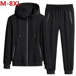 Men's Tracksuits WINSTAND Plus Size Men Sportswear Sets Spring Autumn Clothing Hooded Pants Suit Male 2 Pieces Sweatshirt Sweatpants 8XL