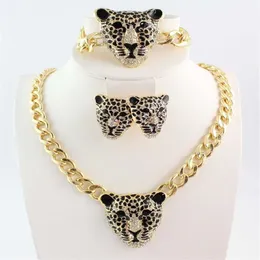 Mujeres Gold de leopardo Pulseras de collar de leopardo Joyería de arete285b