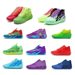Детские баскетбольные кроссовки OG LaMelo Ball MB1 2024 на продажу, синие, фиолетовые, спортивная обувь Rick Morty для мальчиков и девочек, кроссовки US4.5-US12