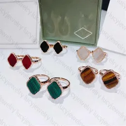 Designer Ring Clover Stones Rings Lovers Wedding For Man Woman 2 Style 15 Color Top Quality267G