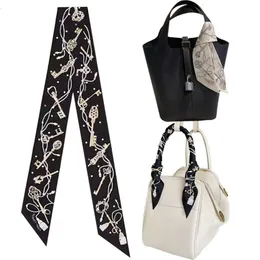 H family 2022 new scarves real wrapping binding bag ribbon thin long handle mulberry silk scarf female