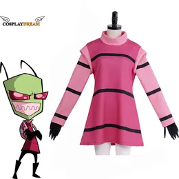 Anime Invader Zim Cosplay Costume Alien Zim Long Rleeves T Shirt z rękawiczkami na Halloween imprezowy dla kobiet wykonany na zamówienie