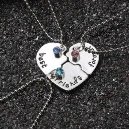 Ожерелья с подвесками Friend Forever, модное ожерелье с блестящими стразами Bff в форме сердца, женские ювелирные изделия дружбы