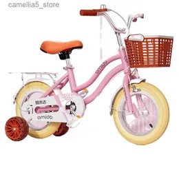 Cyklar rida-ons barncykel med träningshjul 12 14 16 tum prinsessa barn cykel med korg cykel streamers småbarn flicka cyklar q231017