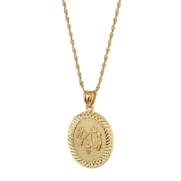 Profeten Muhammad Allah Pendant Necklace for Women Men Gold Color Mellanöstern Islamiska arabiska Ahmed Muslimska smycken230o