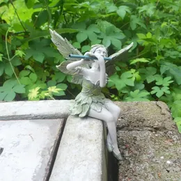 Sztuka i rzemiosło grające w Flute Fairy Statue Angel Garden Dekoracja rzeźby Outdoor Garden Lawn Critch Crafts 231017