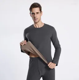 Men's Sleepwear Dual Color Brushed German Velvet Thermal Underwear Set Autumn Clothing Pants Heating Constant Temperature Cotton Sw