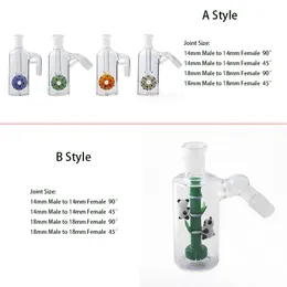 A/B Style 5.2 "Askfångare med duschhuvud Dropdown Recycler Glass Bong Dab Rig Rökning Vattenrör Bubbler Färgglada Panda-tema Donut Design