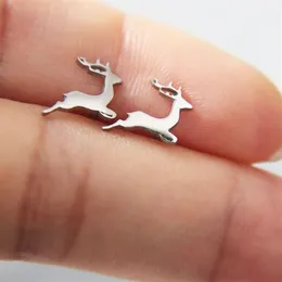 Everfast New Tiny Fawn Earring Little Deer Stainless Steel Earrings Studs Fashion Ear Jewelry Chirstmas Gift For Women Girls Kids 281T