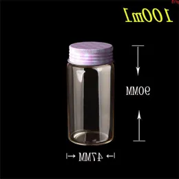 47*90*34mm 100ml Glass Jars Silicone Stopper Aluminium Cap Empty Bottles Transparent Canned Food Containers 12pcsgood qty Hxets