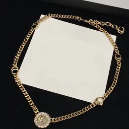 2023 New Crystal Diamond Pendant Necklace Women's Vintage Alfabet Brand Designer Chain Necklace Women's Party Christmas Present Jewelry