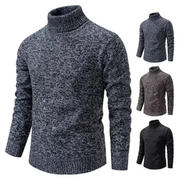 Herrtröjor tröja Autumn Winter Trend Slim Wool Thin Velvet Turtleneck Knit Bottom Shirt Mane Clothing 231016