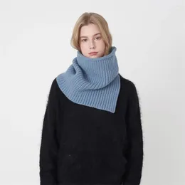 Scarves 2023 Warm Winter Knitted Neck Women Scarf Fashion Design Striped Solid Woolen Yarn Magic Ring Cashmere Bufanda Muffler