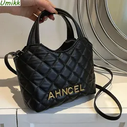 Akşam çantaları kadın crossbody pu deri vintage çanta elmas kafes mektuplar top bükülme basit işlemeli dişi çantalı 231017