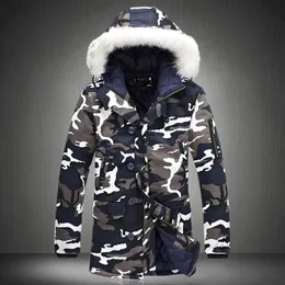 Masculino para baixo parkas casaco de inverno parka homme 5xl camuflagem jaqueta masculina grande gola de pele moda médio longo casacos 231017
