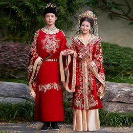 Abito da sposa Hanfu della dinastia Song Ming Abito originale Xiuhe con ricamo Phoenix Abito drago Abito da sposa nell'antica Cina