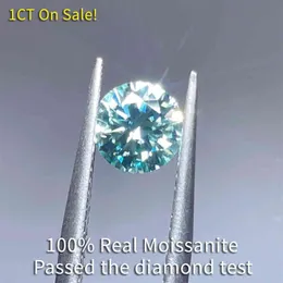 Grande pedra real 1ct 6 5mm azul-verde solto diamantes cultivados em laboratório cor d vvs 3ex moissanite para anéis253w