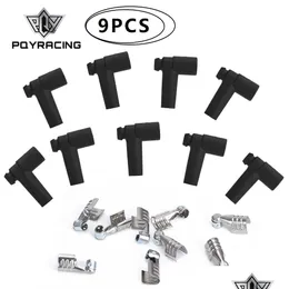 PQY- 9 PCS / SET HEI Style Distributör End tändstiftstråd Rummstövlar Rostfritt stål Endar PQY-SSC02 Drop Leverans