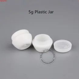 Promotion 50pcs/lot 5g Plastic Facial Cream Jar Empty Women Cosmetic 5ml Mini White Lid Pot 1/6OZ Small Eyeshadow Refillable Pothigh qt Mwdn