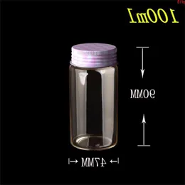 47*90*34mm 100ml Glass Jars Silicone Stopper Aluminium Cap Empty Bottles Transparent Canned Food Containers 12pcsgood qty Thvdl