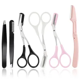 Eyebrow Trimmer Eyebrow Trimmer Pincezers Scissor med kam för ögonbryn Makeup Tools Accesories Hair Removal Shaver Sets Kit Beauty 231016