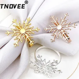 Napkin Rings 6Pcs Gold Silver Snowflake for Christmas Birthday Decor Baby Shower Wedding Party Cupcake Table ERC94 231017