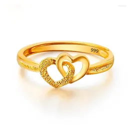 Cluster Rings Style Gold Plated Retro Heart Ring Accessories Sliped Open Wholesale Anillos de Acero Inoxidable Para Mujer