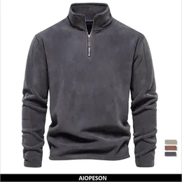 Mens Hoodies Sweatshirts AIOPESON Brand Quality Thicken Warm Fleece Jacket for Men Zipper Neck Pullover Sweatshirt Soft Shell 231016