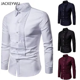 Chemise de marque pour hommes, Style de luxe, pliable, Slim, formelle, manches longues, couleur unie, uniforme d'affaires, Hip Hop284y