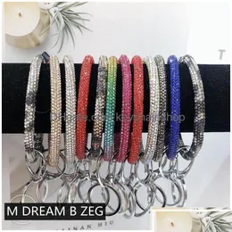 Key Rings Key Rings Bliing Bling Diamond Bracelet Keychain Party Gift Bangle Ring Rhinestone Wristlet Girl Wrist Strap Drop Delivery J Dhlx6