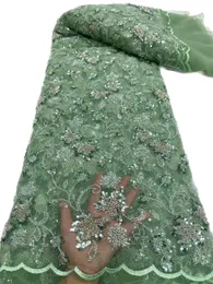 Mais recente rede francesa de tule renda bordada lantejoulas tecido de luxo 5 jardas vestido de noiva feminino africano costura de casamento senhora nigeriana moderna de alta qualidade 2023 KY-9028