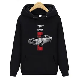 Męska marka bluzy bluza mężczyźni/kobiety pullover tees para odzieży sportowej Ford Mustang 50 lat klasyczne logo samochodu z kapturem koszulka z kapturem