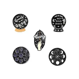 Pins Brooches NO BAD DAYS Letter Round Enamel Pin LUMOS Star Shining Cat R Phase Brooch Badge Women Men Friends Gift Accossories280I