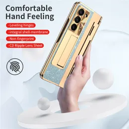 Luxuriöse glitzernde Vogue-Handyhülle mit Klappmembran für Samsung Galaxy Z Folding Fold5 Fold4 Fold3 5G, funkelnd, vollständig schützende, weiche Stoßstangenbeschichtung, Ständer, Faltschale