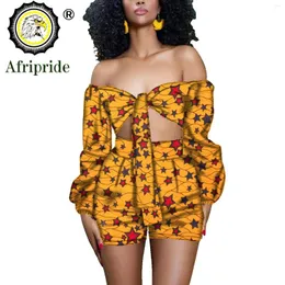 Ethnic Clothing 2023 African Design Suits For Women AFRIPRIDE Print Pure Cotton Strapless Shorts Casual Plus Size Party Sexy Club S1926002