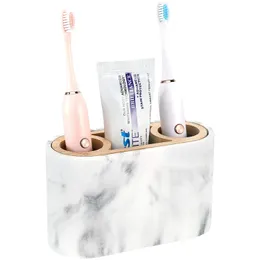 Toothbrush Holders Electric Toothbrush Holders Resin Bamboo Toothbrush Toothpaste Holders Stand Caddy 3 Slots Decor Bathroom Vanity Countertop Orga 231013