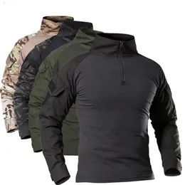 T-shirt da trekking tattiche per uomo all'aperto T-shirt da arrampicata per caccia a maniche lunghe mimetiche dell'esercito militare Camicia da rana traspirante maschile 22221p