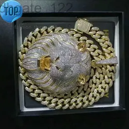 펜던트 목걸이 Designermens Jewelry Hip Hop Iced Out Luxury Designer Necklace Bling Diamond Cuban Link Chain Big Pendants Lion Animal Rapper