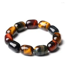 Bangle Natiger Tiger Eye Stone Barrel Bead Bracelet Male Single Dirce Tri-Color Jewelry Gift